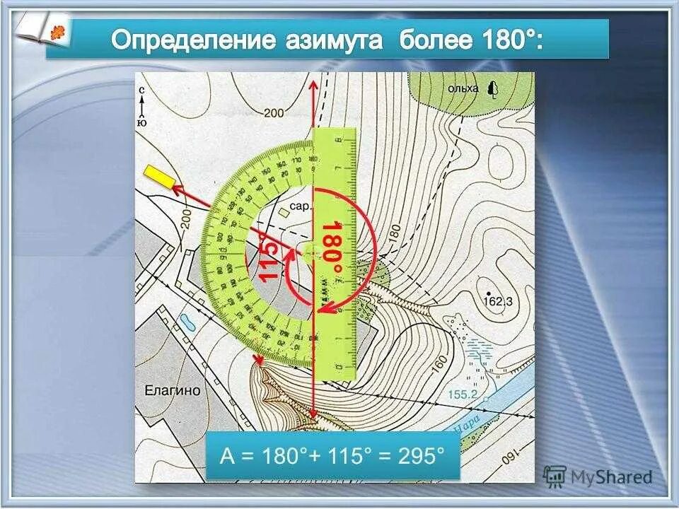 Азимут направления на восток. Как определить Азимут. Как определить Азимут на карте. Азимут на плане местности. Измерение азимута на карте.