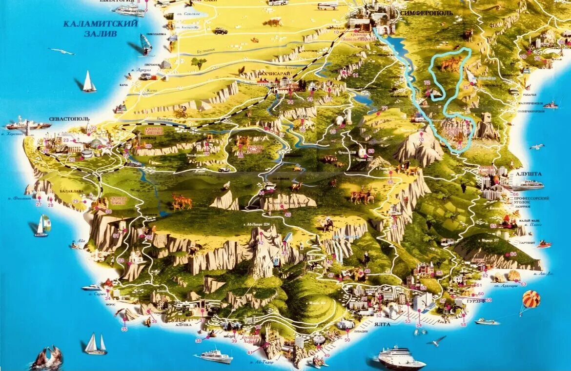 Красивая карта крыма. Карта туристических мест крыма. карта крыма туристическая туристическая. достопримечательности крыма на карте. крым. туристская карта.