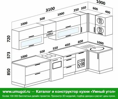 Кухни встроенные размеры