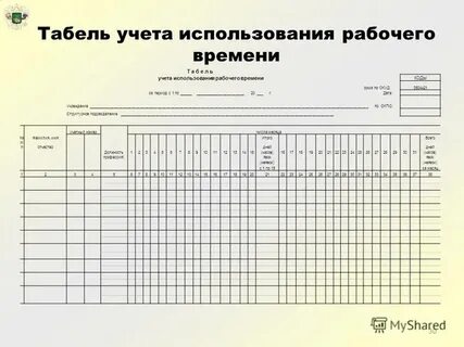 Табель учета фактически отработанного времени
