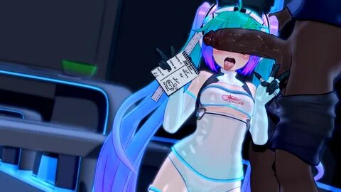 mantis x, hatsune miku, 3d, 1boy, 1girls, ahe gao, balls, blue eyes, blush,...