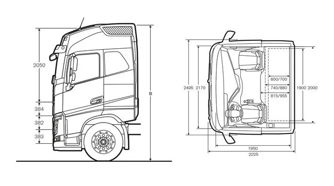 Габариты volvo fh. Высота кабины Вольво fh13. Габариты кабины Volvo FH. Габариты кабины Вольво fh13. Вольво fh16 габариты.