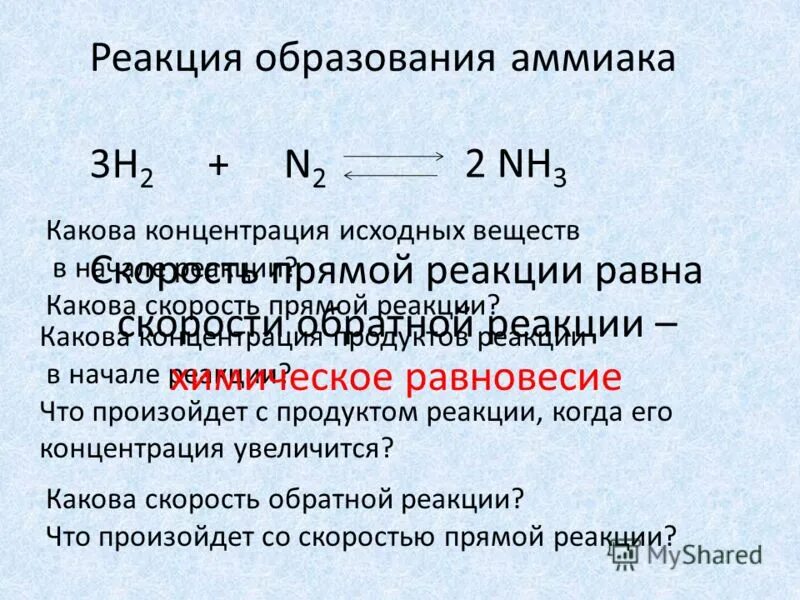 Изменение концентрации продуктов реакции. Реакция образование амиак. Реакция образования аммиака в организме. Химические реакции с образованием аммиака.