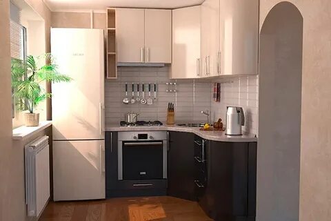 Кухня угловая для маленькой кухни с холодильником