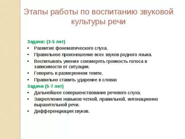 Задачи воспитания звуковой культуры речи дошкольников. Задачи по воспитанию звуковой культуры речи. Задачи развития ребенка 10 лет. Задачи по воспитанию звуковой культуры речи. Формирование звуковой культуры речи.