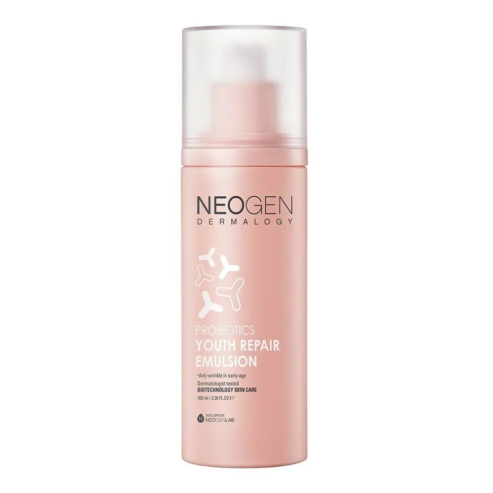 Эмульсия с кислотами. Neogen probiotics Youth Repair Emulsion 100ml. Neogen Dermalogy probiotics Youth Repair Emulsion. Neogen эмульсия с пробиотиками. Neogen сыворотка для лица Neogen Dermalogy probiotics Double Action Serum.