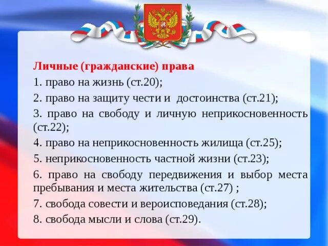 Право на защиту чести и достоинства. Какими гражданскими правами обладает человек