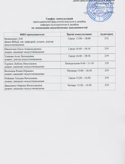 График консультаций