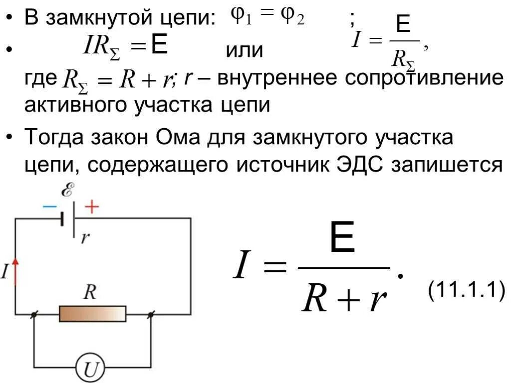 Закон ома для полной цепи короткое замыкание. Формула для нахождения внутреннего сопротивления цепи. Внутреннее сопротивление цепи формула. Формула для нахождения сопротивления участка цепи. Закон Ома для внешнего участка цепи формула.