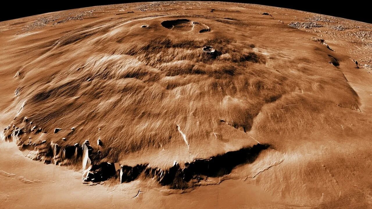 Самая высокая гора в солнечной системе находится. Гора Олимп на Марсе. Гора Олимп на Марсе фото с марсохода. Вулкан Олимп на Марсе. Марсианский потухший вулкан гора Олимп.