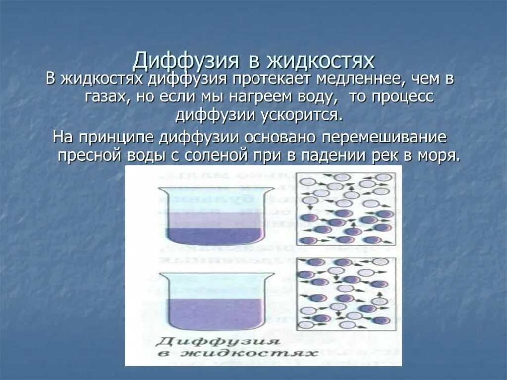 Процесс диффузии может наблюдаться в твердых телах. Диффузия в жидкостях. Объяснение процесса диффузии. Как происходит процесс диффузии. Процессы протекающие в жидкости.