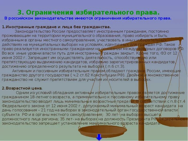 Пассивное избирательное право ограничения. Ограничения в избирательном праве. Пассивный избирательный ценз