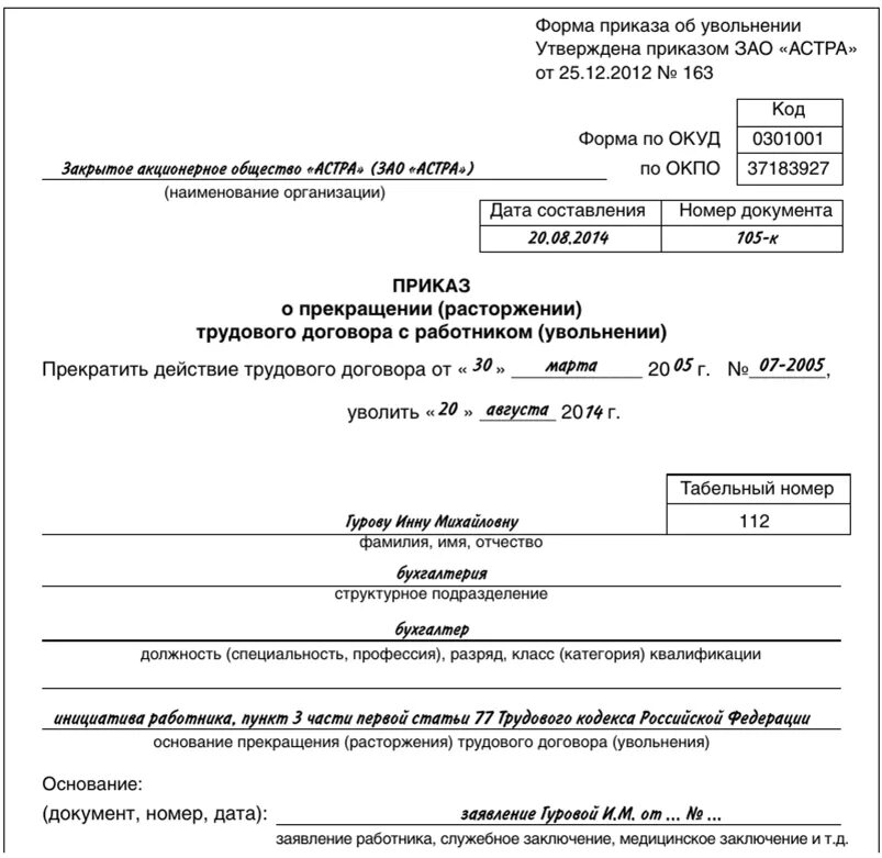 6 частей тк рф. Приказ о прекращении трудового договора по инициативе работодателя. Образец приказа об увольнение по инициативе работника образец. Приказ об увольнении работника в связи с ликвидацией организации. Приказ об увольнении в связи с истечением срока трудового договора.