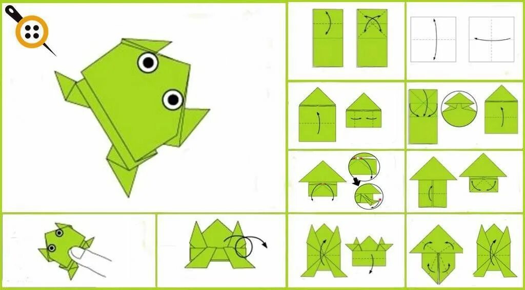 Простые оригами лягушка. Оригами схема лягушки попрыгушки. Схема оригами Лягушонок из бумаги. Схема оригами лягушка для дошкольников. Оригами лягушка в старшей группе детского сада.