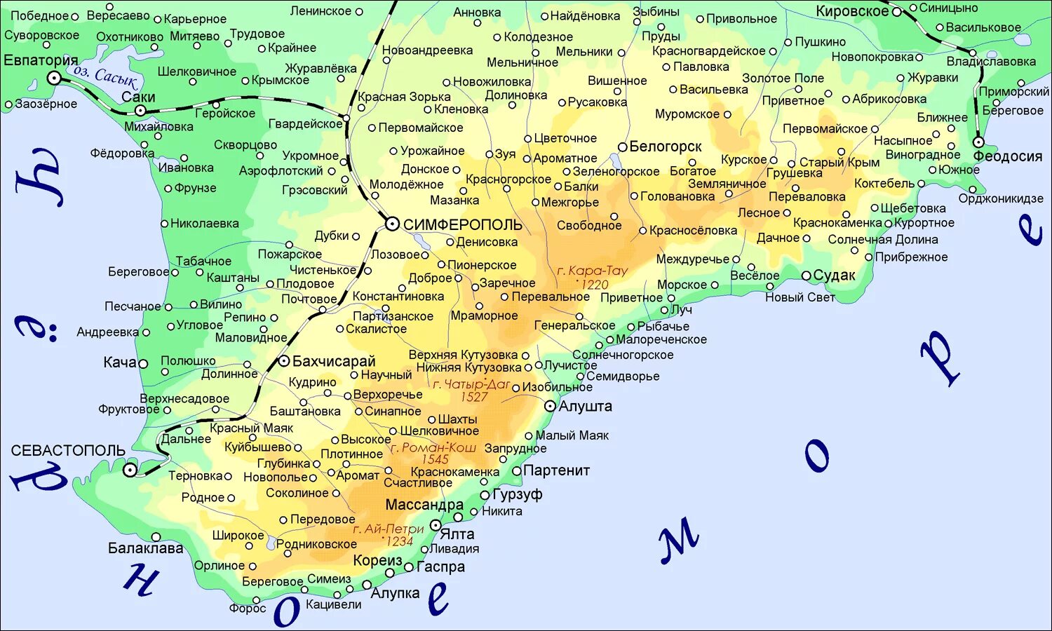 Карта южных крыма. Карта Черноморского побережья Крыма с курортами. Подробная карта Крыма побережье черного моря. Карта Южного берега Крыма подробная с городами и поселками. Крым карта побережья подробная с городами.