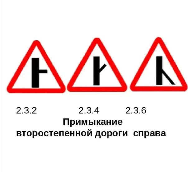 Знак дорожный 2.3 "примыкание второстепенной дороги". Знак 2.3.2 примыкание второстепенной дороги. 2.3.2 Примыкание второстепенной дороги справа. Знак примыкание второстепенной дороги справа.
