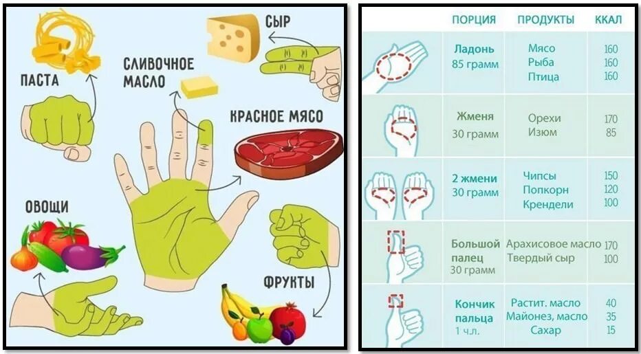 Размер порции по ладони. Размер порции при правильном. Порции еды по ладони. Размер порции по руке.