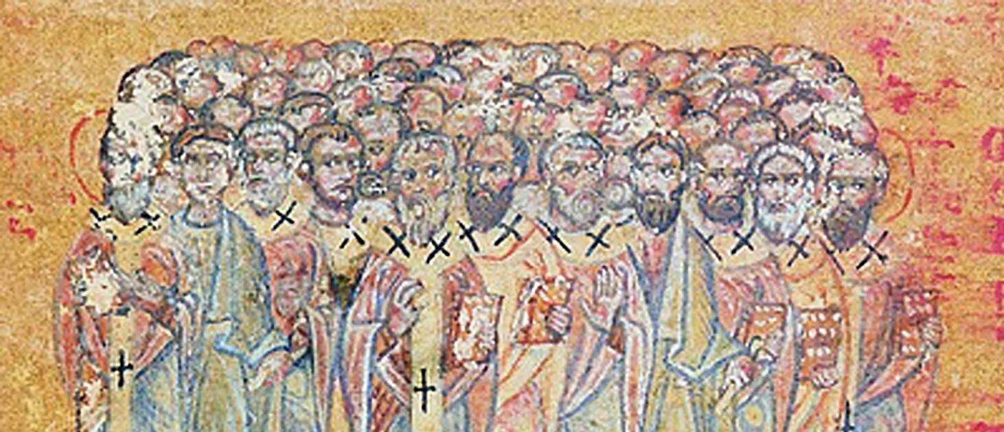 Икона 70 ти апостолов. 70 апостолов иисуса христа. икона 70 апостолов. избрание 70 апостолов. фреска изображение 70-ти апостолов.