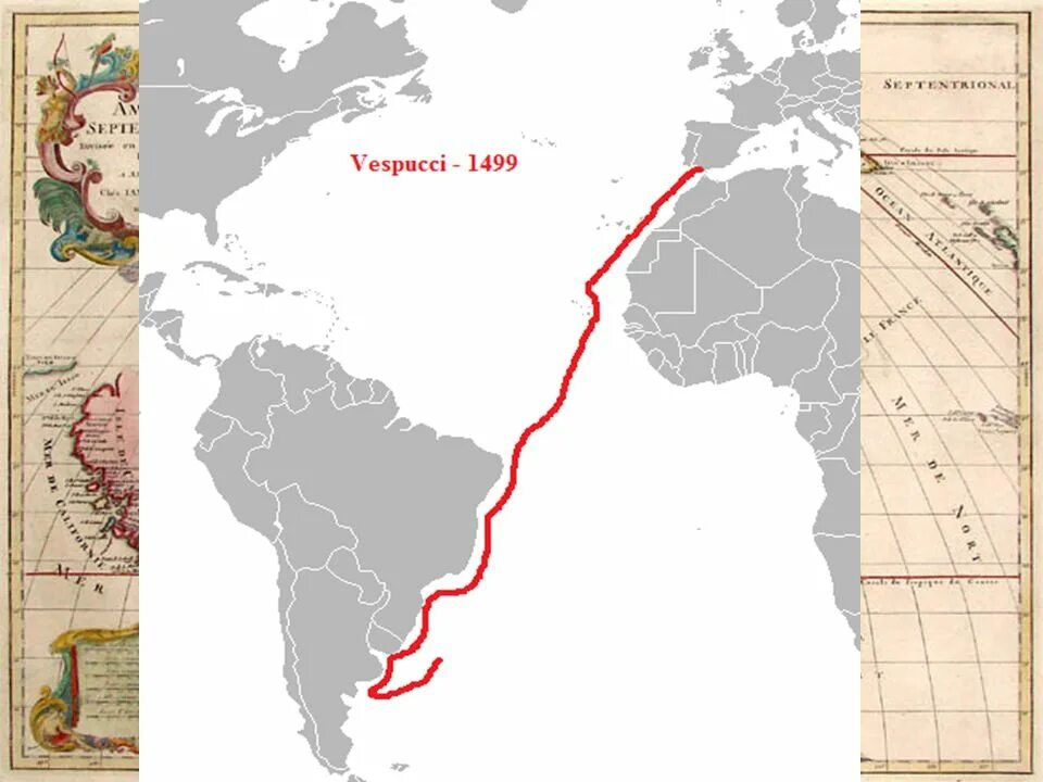 Маршрут экспедиции веспуччи. Карта путешествия Америго Веспуччи в Америку. Америго Веспуччи карта путешествий. Путь путешествия Америго Веспуччи. Экспедиция Веспуччи.