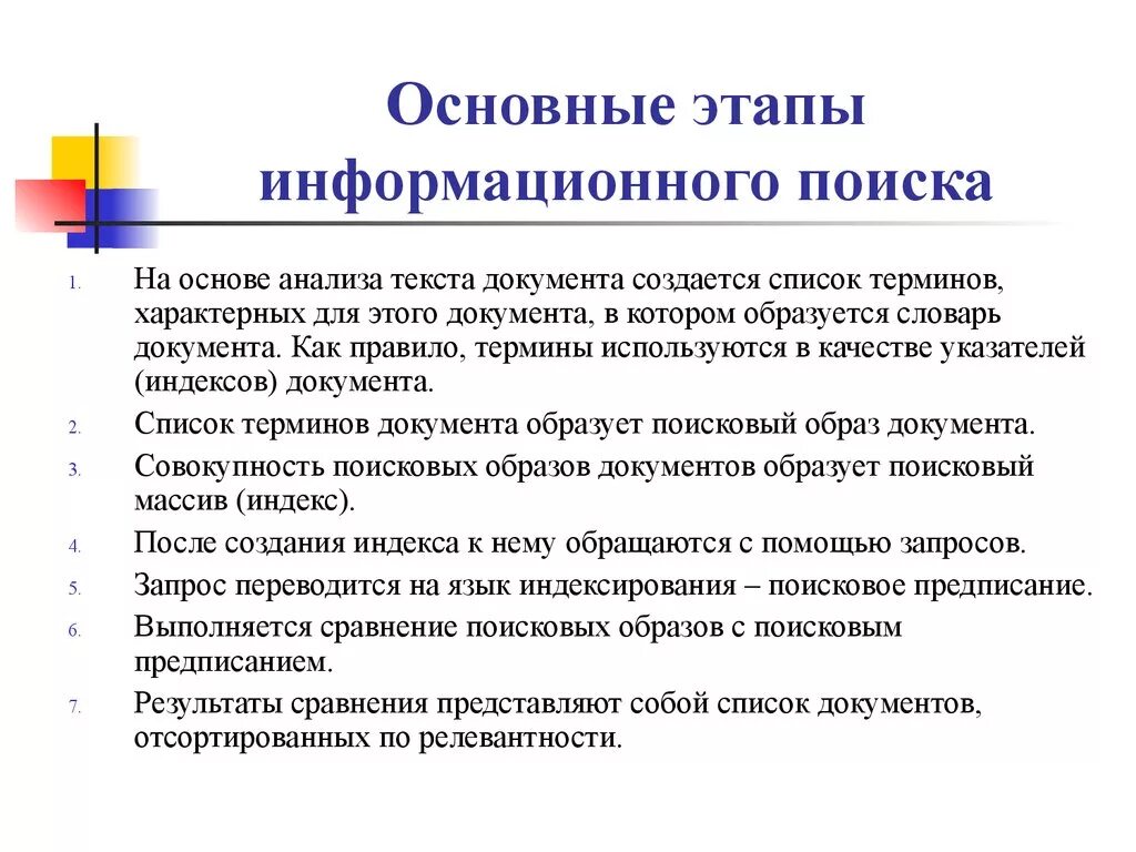 Объекты информационного поиска. Этапы процесса поиска информации. Основные этапы процесса информационного поиска. Этапы процесса поиска и обработки необходимой информации. План поиска информации.