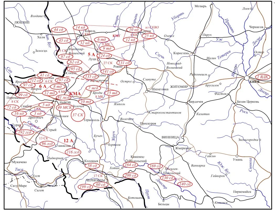 Дислокация РККА на 22 июня 1941 карта. Киевский военный округ 1941. Расположение войск 22 июня 1941.