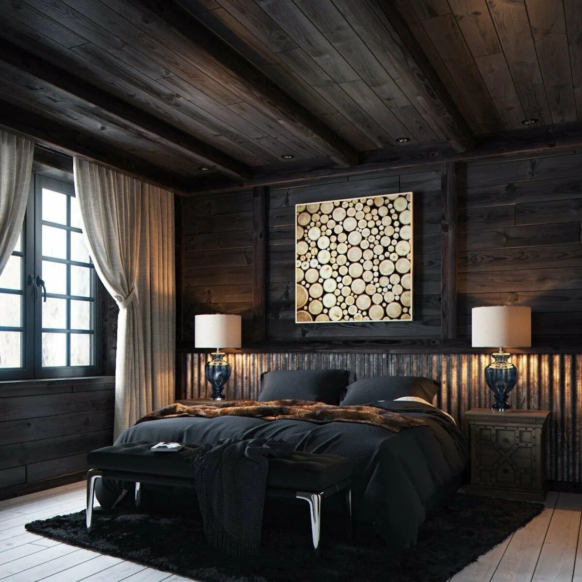 Дизайн комнат в деревянном доме. Нео Шале интерьер. Спальня в стиле Шале. Деревянный интерьер. Деревянная спальня.