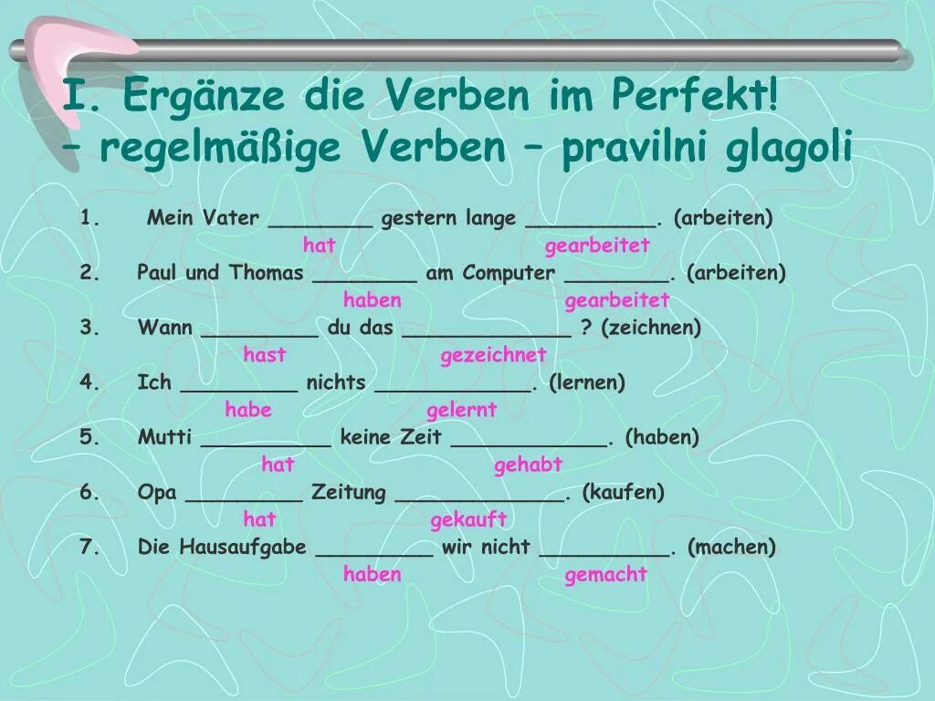 Verben im perfekt. Verben im perfekt. Fehlschlagen. Грамматика немецкого языка. Benutzen управление.