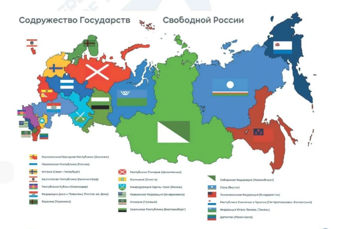 Распад федераций. Содружество государств свободной России карта. Карта распада РФ. Карта разделения России. Карта развала России.