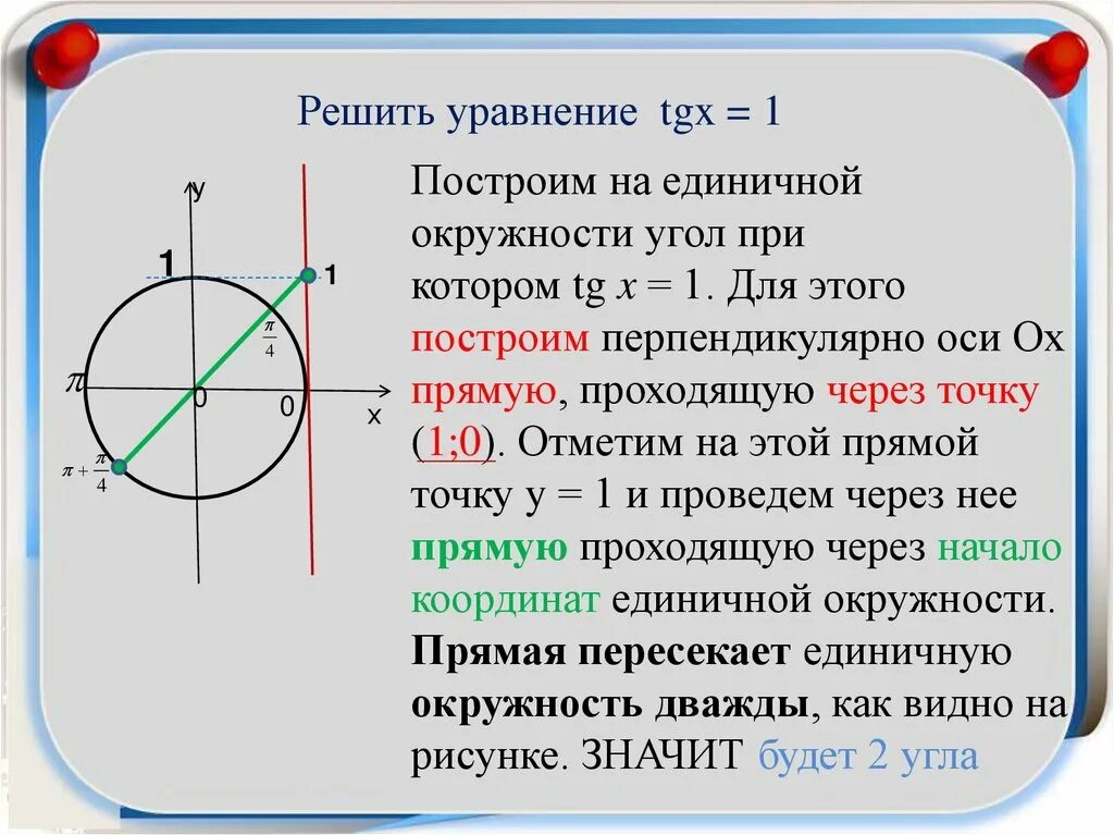 TG X = -1. TGX 1 решение. TGX 1 решение уравнения. Tg x 2 1 решение