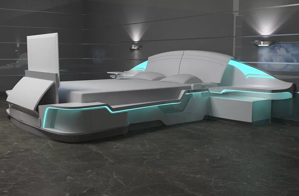 Купить будущие. Кровать будущего. Кровать в футуристическом стиле. Кровать в стиле будущего. Мебель будущего.
