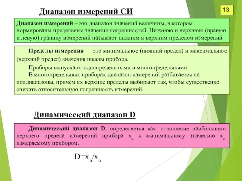Минимальное значение измеряемой величины