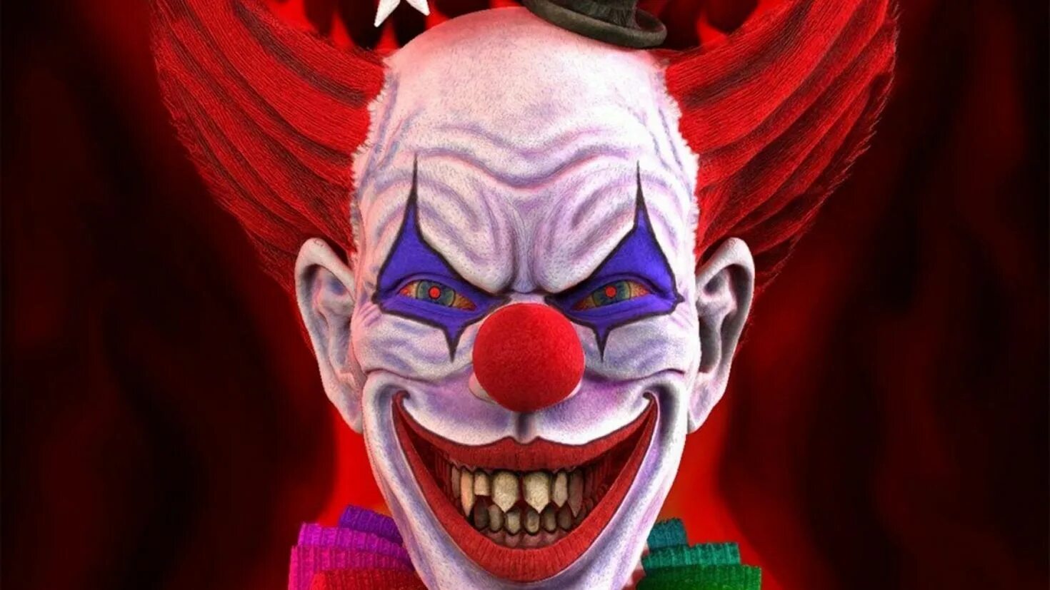 Клоун смеется. Яркий клоун. Добрый клоун. Клоун смеется. Клоун с пистолетом у виска.