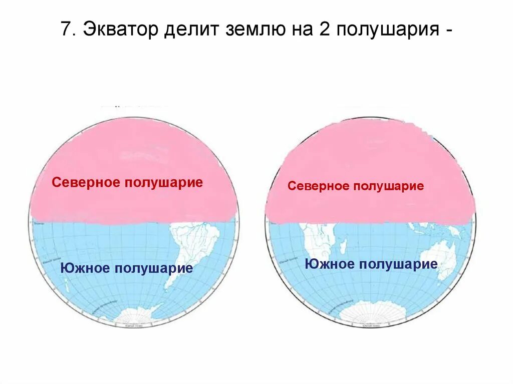 География 5 класс северное и южное полушарие. Экватор делит землю на полушария. Северное и Южное полушарие. Северное ию жнок полушарие. Экватор делит землю на 2 полушария.
