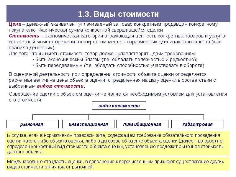 Сумма стоимости имущества. Виды стоимости. виды стоимости объекта оценки. виды оценочной стоимости. виды рыночной стоимости.