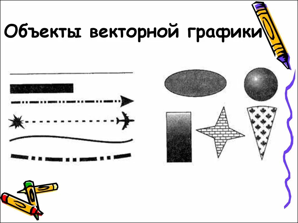 Из чего состоят векторные изображения. Объекты векторной графики. Элементы векторной графики. Объекты в векторной графике. Графические Примитивы векторной графики.