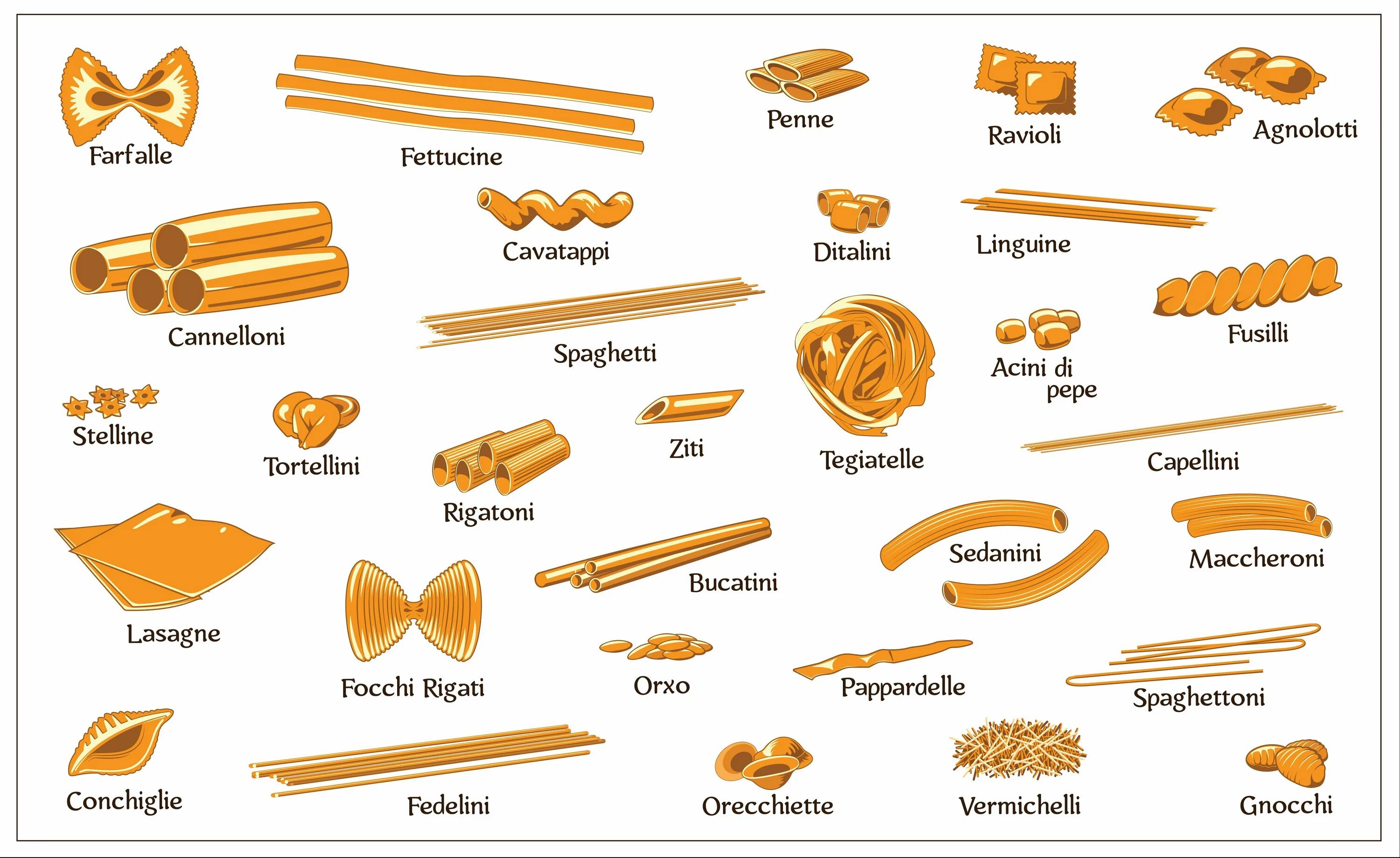 Названия макаронных изделий в картинках. Виды пасты. Формы макарон. Виды пасты итальянской.