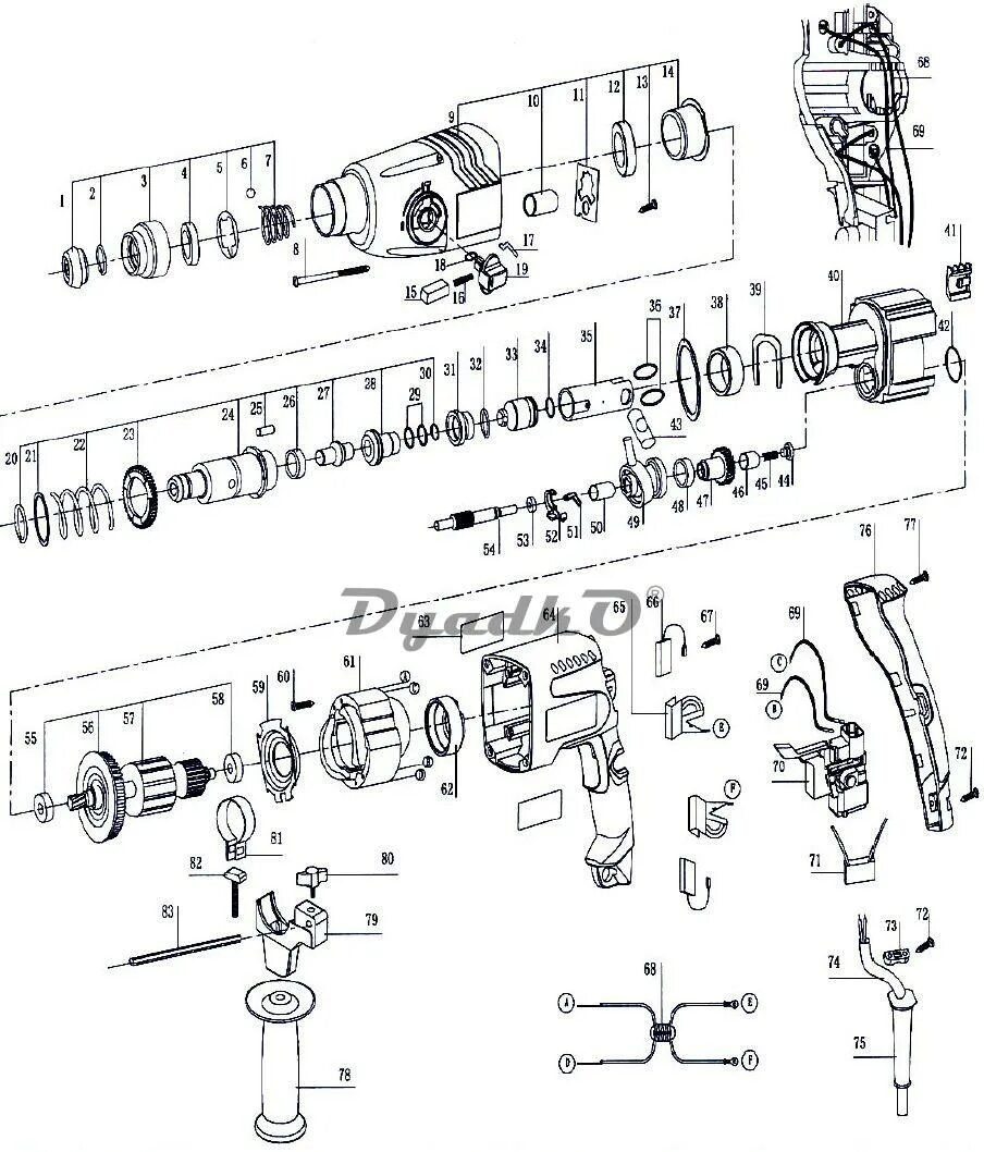 Как правильно собрать перфоратор Hitachi DH24PC3