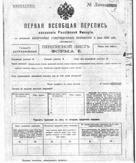 Перепись населения переписные листы