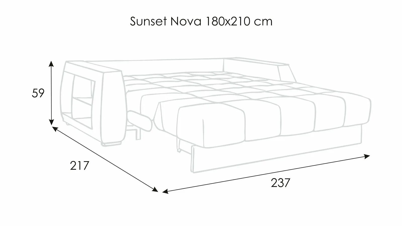 Carina nova. Габариты дивана Сансет Аскона.