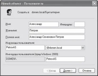Фио пользователя