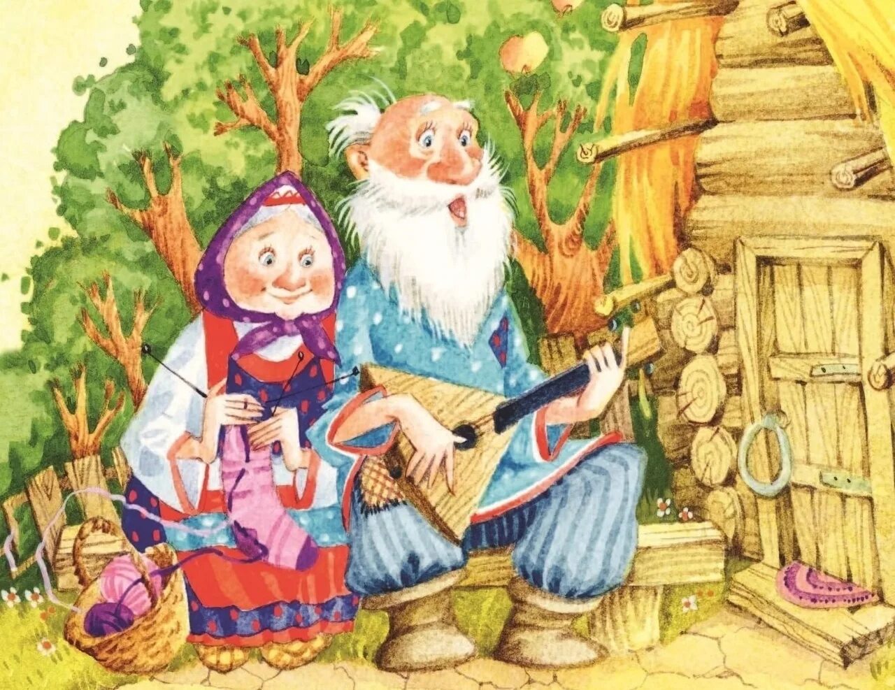 Дедушка бабушка жили. Сказочные бабушка и дедушка. народные сказки. иллюстрации к сказкам. русские сказки иллюстрации.