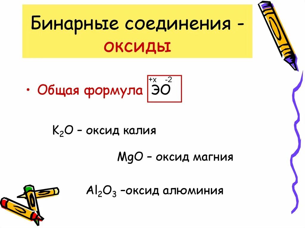 Определите бинарное соединение. Бинарные соединения примеры. Бинарные соединения оксиды. Формулы бинарных соединений. Общие формулы бинарных соединений.