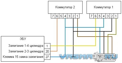 Переход с дмрв на дад. Январь 5.1 на 5 цилиндров схема. Схема январь 5.1 на 6 цилиндров.