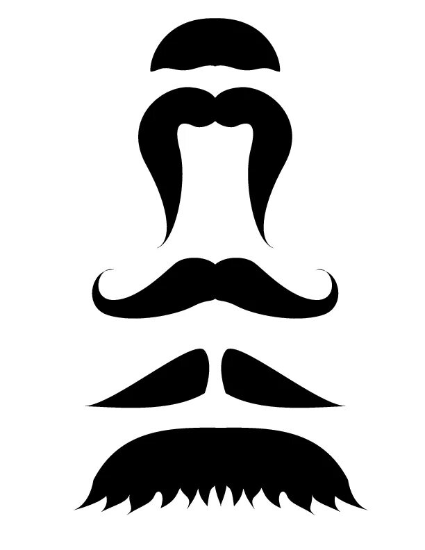 Усы распечатать шаблон для вырезания из бумаги 4 Styles of Mustache Coloring Pages for You Mustache template, Mustache crafts,