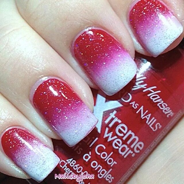 Маникюр омбре красный с белым фото Strazi-Nail.ru