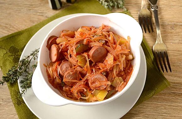 Солянка с сосисками и капустой рецепт приготовления