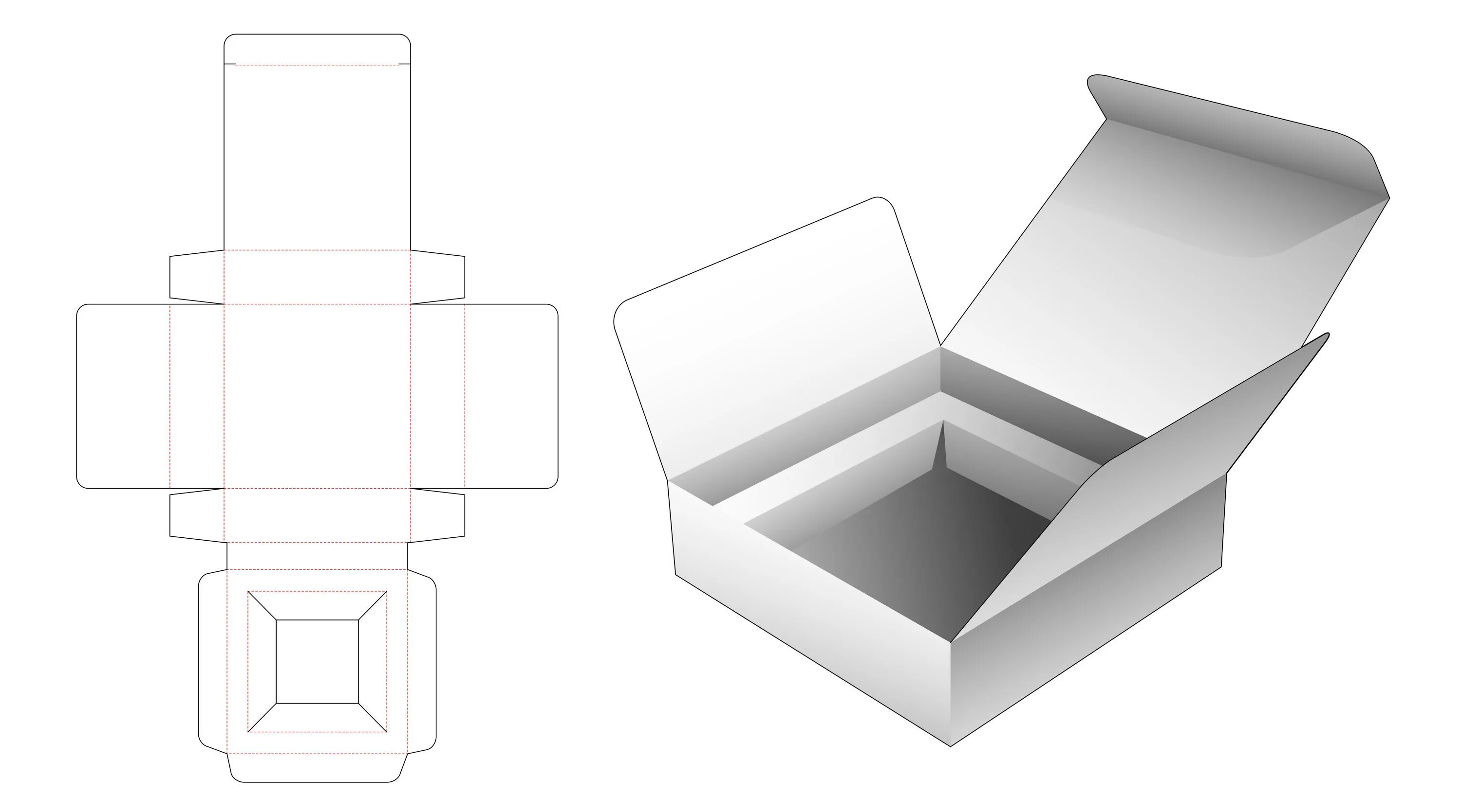Коробка с откидной крышкой. Складывание коробочки с откидной крышкой. Прямоугольная коробочка. Короб прямоугольного сечения.