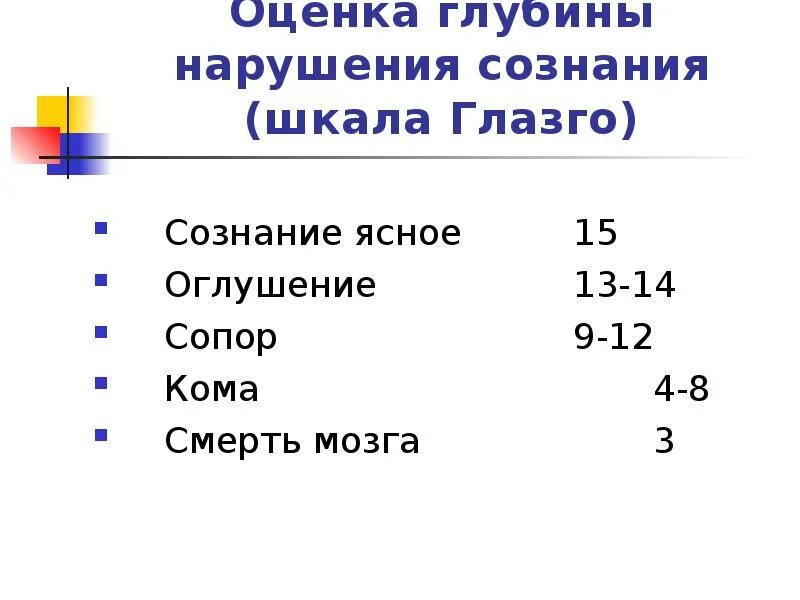 Сопор баллы по глазго. Оценка глубины сознания. оценка глубины нарушения сознания. оглушение шкала глазго. расстройства сознания (оглушение, сопор, кома), шкала комы глазго.