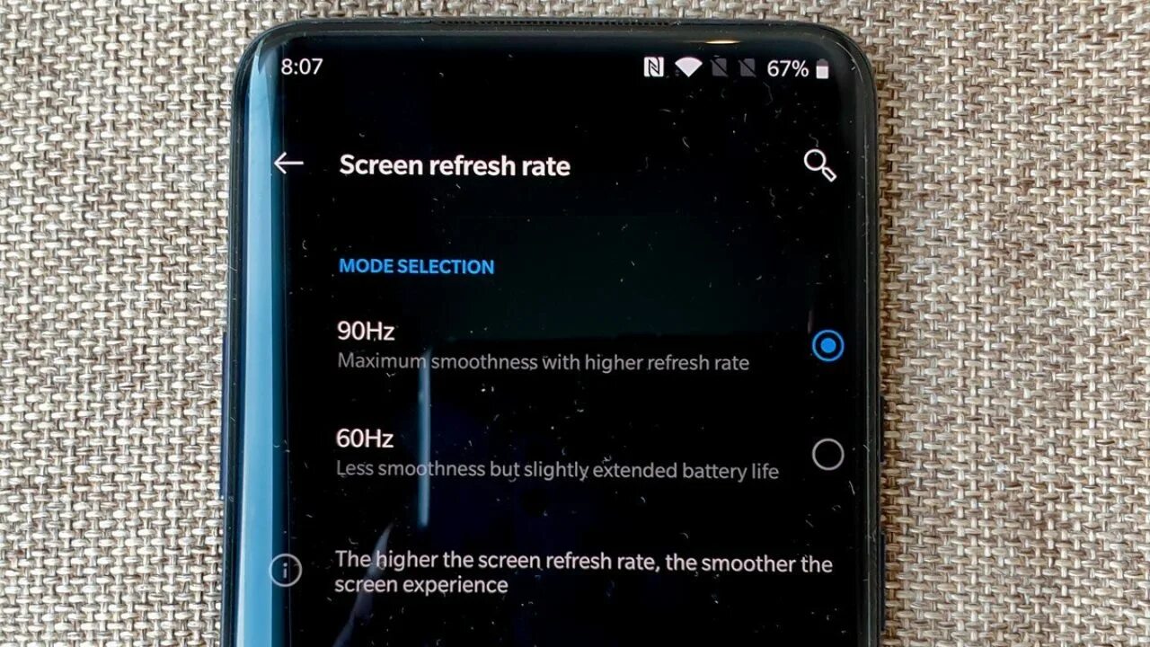 Screen refresh rate