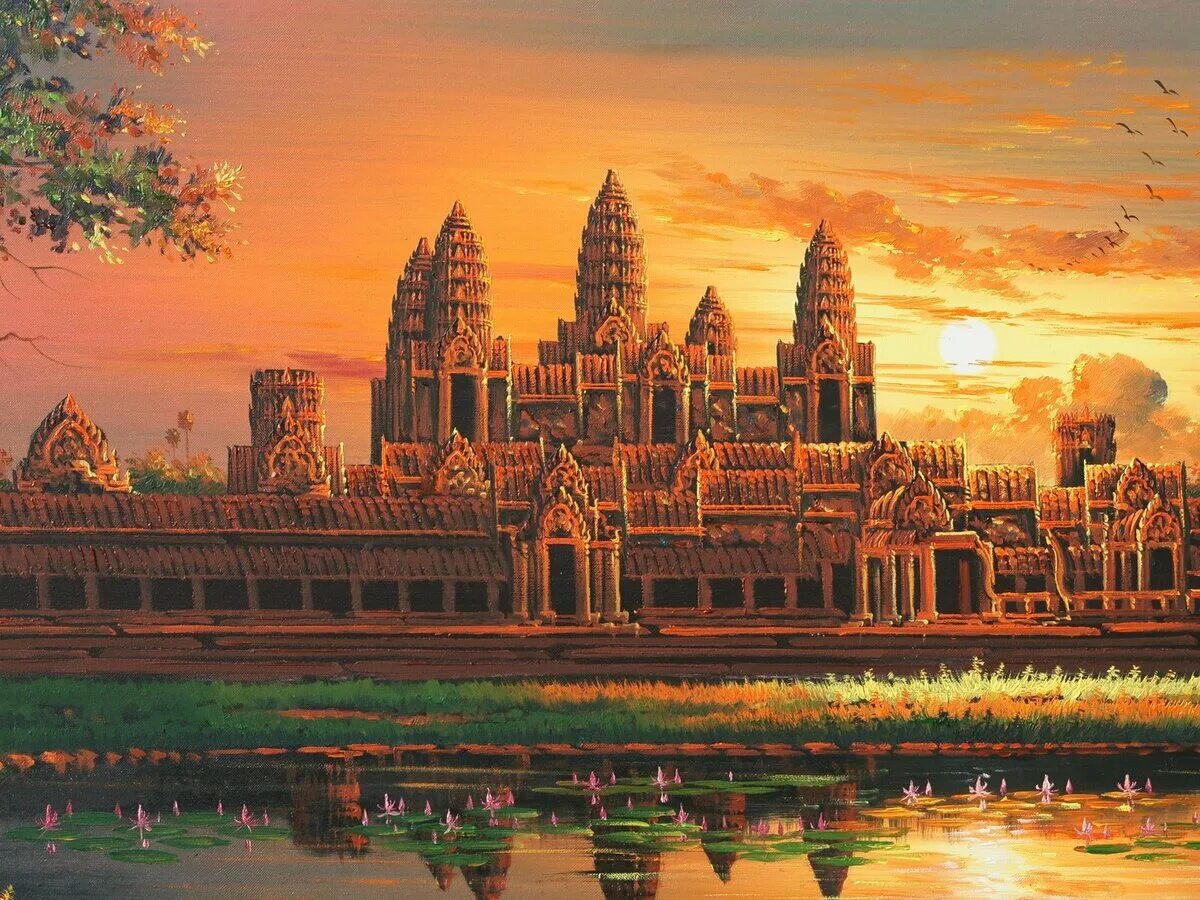 Дворец в Камбодже Ангкор. Ангкор ват Камбоджа картина. Ангкор ват закат. Кхмерская Империя Ангкор. Города страны цивилизации
